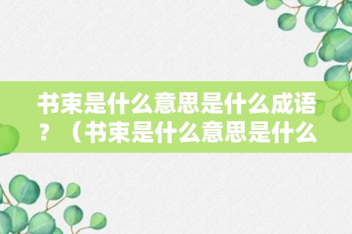 书束是什么意思是什么成语？（书束是什么意思是什么成语怎么说）