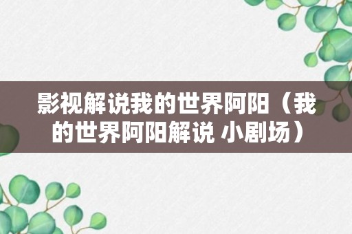 影视解说我的世界阿阳（我的世界阿阳解说 小剧场）