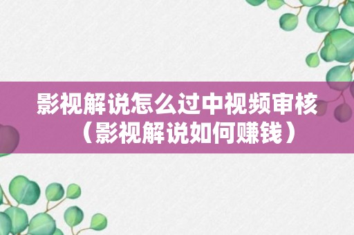 影视解说怎么过中视频审核（影视解说如何赚钱）