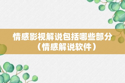 情感影视解说包括哪些部分（情感解说软件）