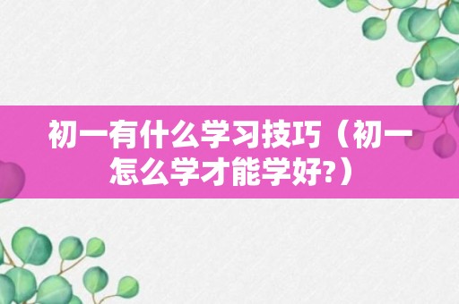 初一有什么学习技巧（初一怎么学才能学好?）