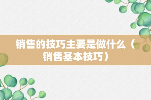 销售的技巧主要是做什么（销售基本技巧）