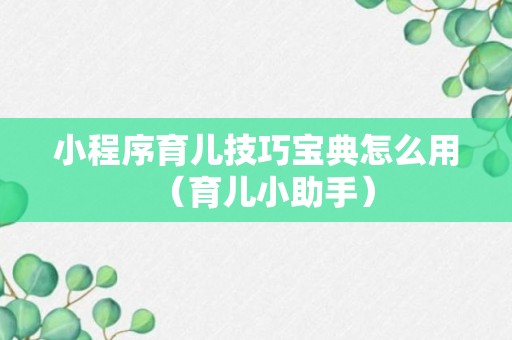 小程序育儿技巧宝典怎么用（育儿小助手）