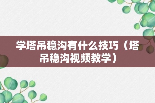 学塔吊稳沟有什么技巧（塔吊稳沟视频教学）