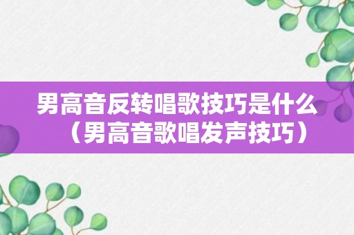 男高音反转唱歌技巧是什么（男高音歌唱发声技巧）