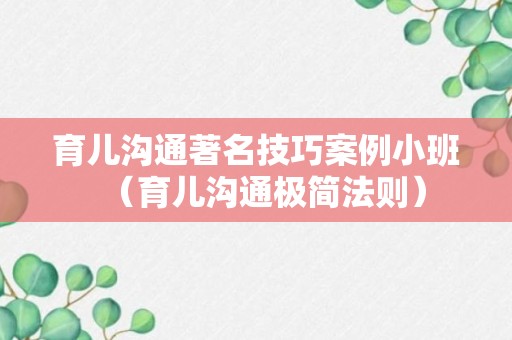 育儿沟通著名技巧案例小班（育儿沟通极简法则）