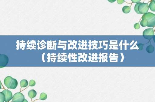 持续诊断与改进技巧是什么（持续性改进报告）