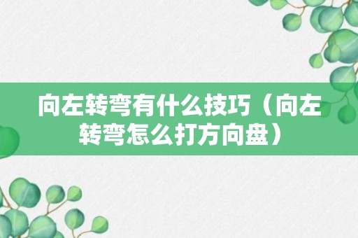 向左转弯有什么技巧（向左转弯怎么打方向盘）