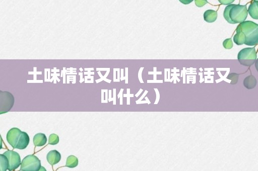 土味情话又叫（土味情话又叫什么）