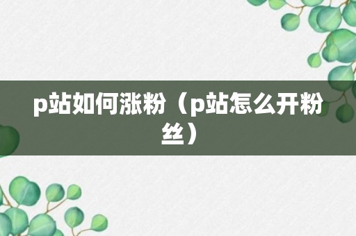 p站如何涨粉（p站怎么开粉丝）