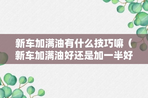 新车加满油有什么技巧嘛（新车加满油好还是加一半好）