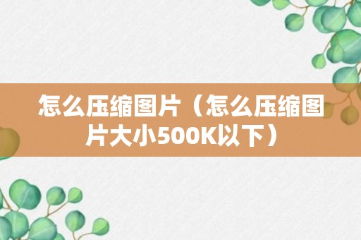 怎么压缩图片（怎么压缩图片大小500K以下）