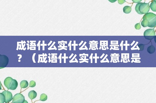 成语什么实什么意思是什么？（成语什么实什么意思是什么词语）