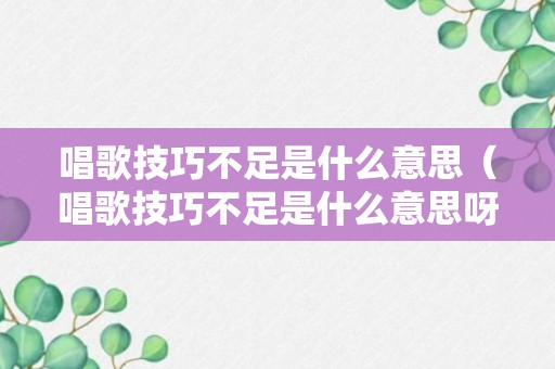 唱歌技巧不足是什么意思（唱歌技巧不足是什么意思呀）