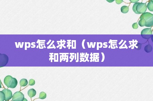 wps怎么求和（wps怎么求和两列数据）