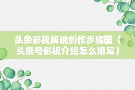 头条影视解说创作步骤图（头条号影视介绍怎么填写）