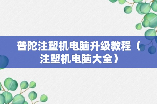 普陀注塑机电脑升级教程（注塑机电脑大全）