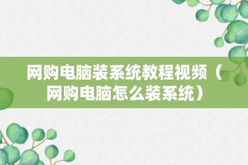 网购电脑装系统教程视频（网购电脑怎么装系统）