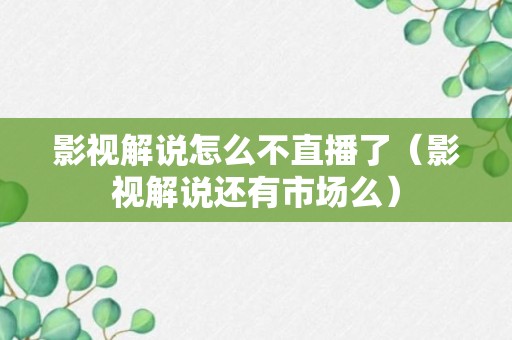 影视解说怎么不直播了（影视解说还有市场么）