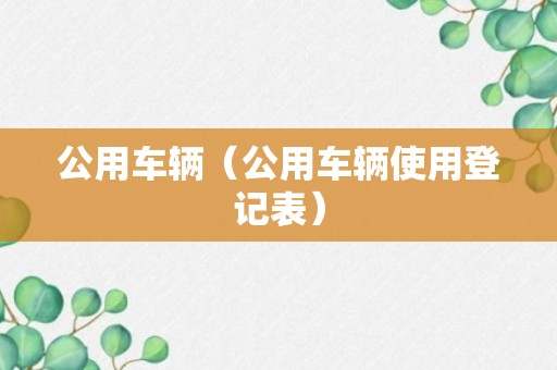 公用车辆（公用车辆使用登记表）