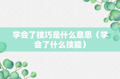 学会了技巧是什么意思（学会了什么技能）