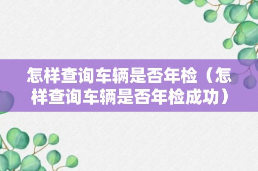 怎样查询车辆是否年检（怎样查询车辆是否年检成功）