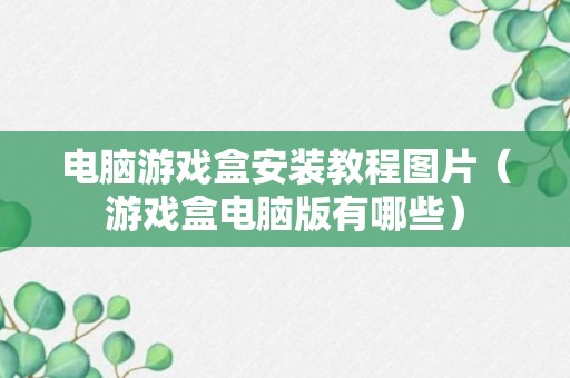 电脑游戏盒安装教程图片（游戏盒电脑版有哪些）