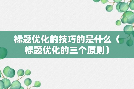 标题优化的技巧的是什么（标题优化的三个原则）