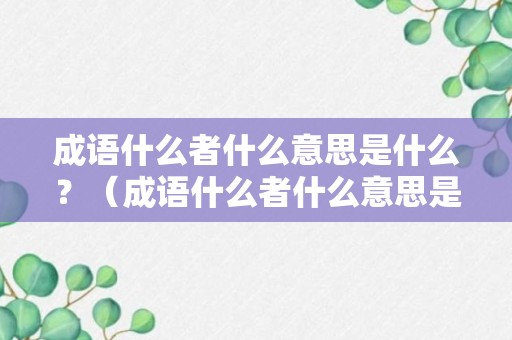 成语什么者什么意思是什么？（成语什么者什么意思是什么呢）