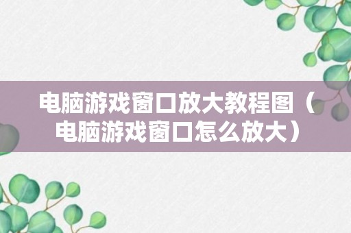 电脑游戏窗口放大教程图（电脑游戏窗口怎么放大）