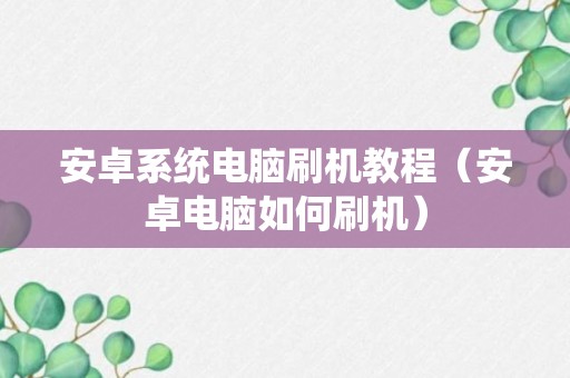 安卓系统电脑刷机教程（安卓电脑如何刷机）