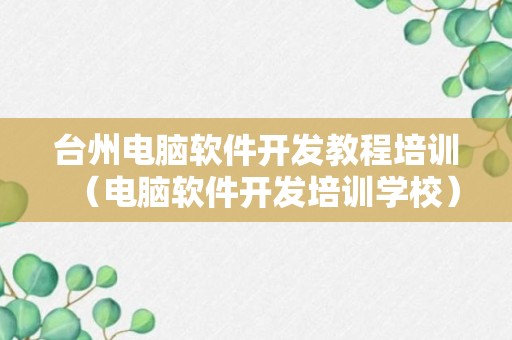 台州电脑软件开发教程培训（电脑软件开发培训学校）