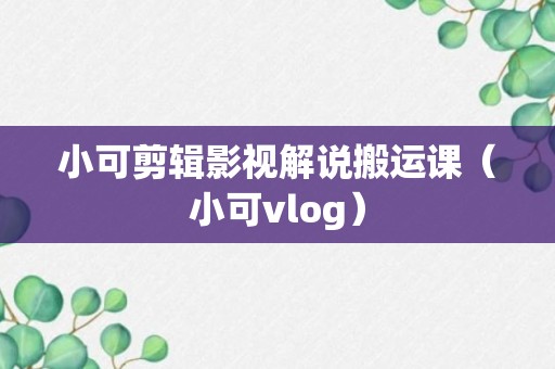 小可剪辑影视解说搬运课（小可vlog）