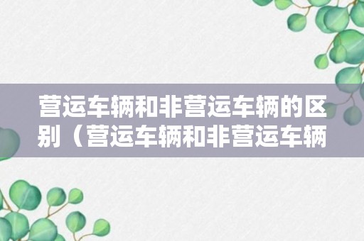 营运车辆和非营运车辆的区别（营运车辆和非营运车辆有区别吗）