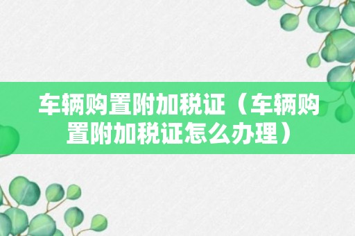 车辆购置附加税证（车辆购置附加税证怎么办理）