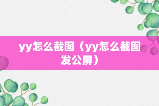 yy怎么截图（yy怎么截图发公屏）