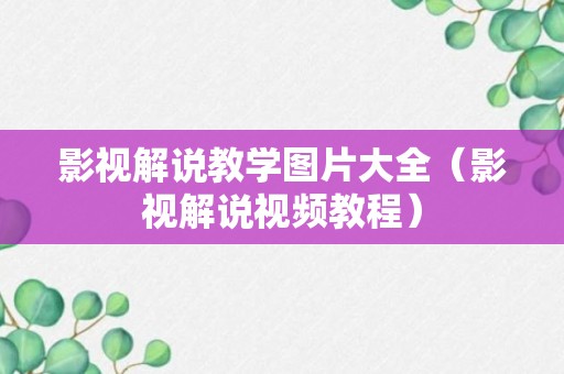 影视解说教学图片大全（影视解说视频教程）