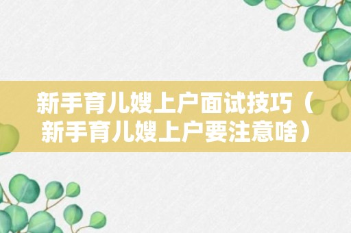 新手育儿嫂上户面试技巧（新手育儿嫂上户要注意啥）