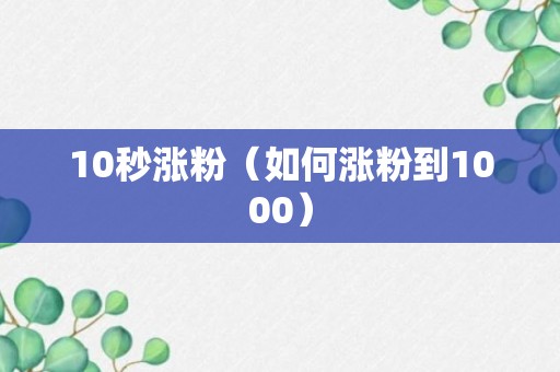 10秒涨粉（如何涨粉到1000）