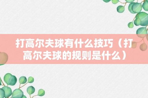 打高尔夫球有什么技巧（打高尔夫球的规则是什么）