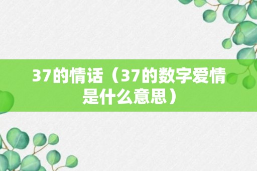 37的情话（37的数字爱情是什么意思）