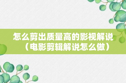 怎么剪出质量高的影视解说（电影剪辑解说怎么做）