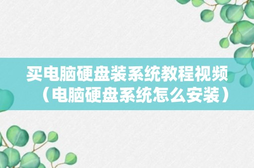 买电脑硬盘装系统教程视频（电脑硬盘系统怎么安装）