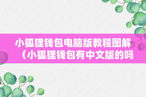 小狐狸钱包电脑版教程图解（小狐狸钱包有中文版的吗）