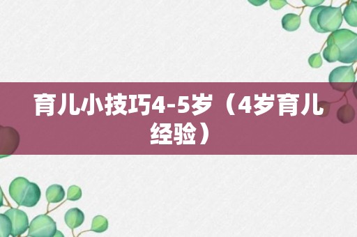 育儿小技巧4-5岁（4岁育儿经验）