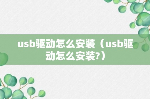 usb驱动怎么安装（usb驱动怎么安装?）