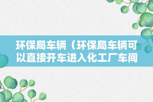 环保局车辆（环保局车辆可以直接开车进入化工厂车间外吗?）