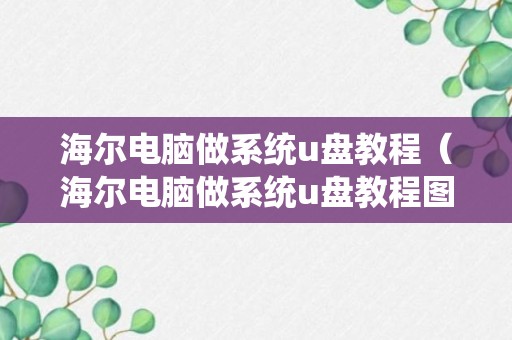 海尔电脑做系统u盘教程（海尔电脑做系统u盘教程图）