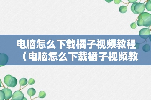 电脑怎么下载橘子视频教程（电脑怎么下载橘子视频教程图片）