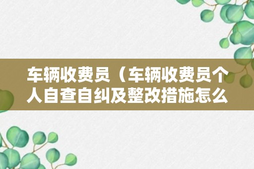 车辆收费员（车辆收费员个人自查自纠及整改措施怎么写）